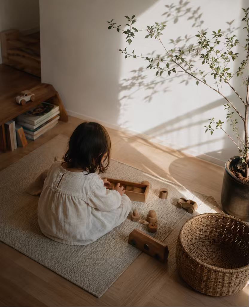 A child on a video call with family