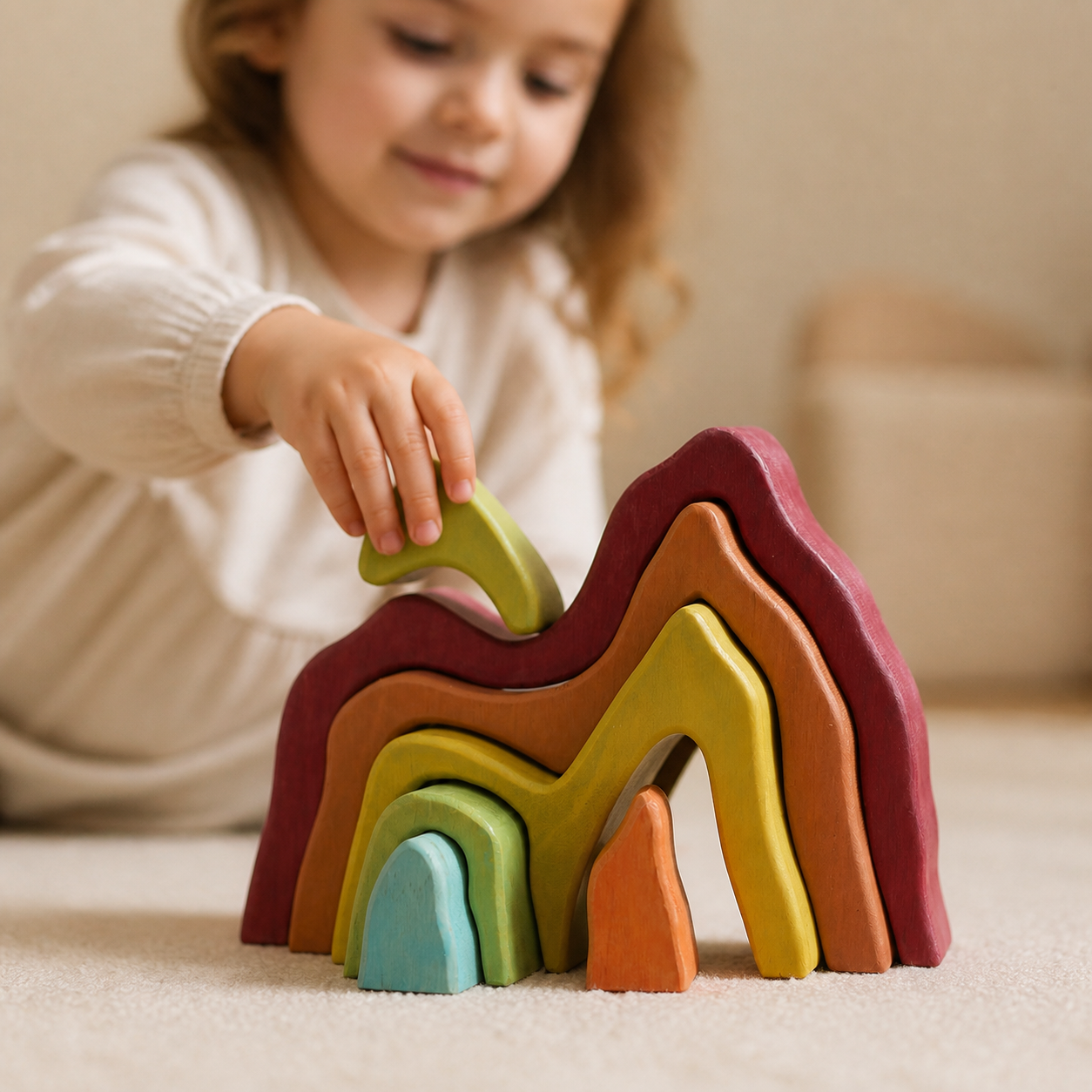 Regenbogenberg aus Holz