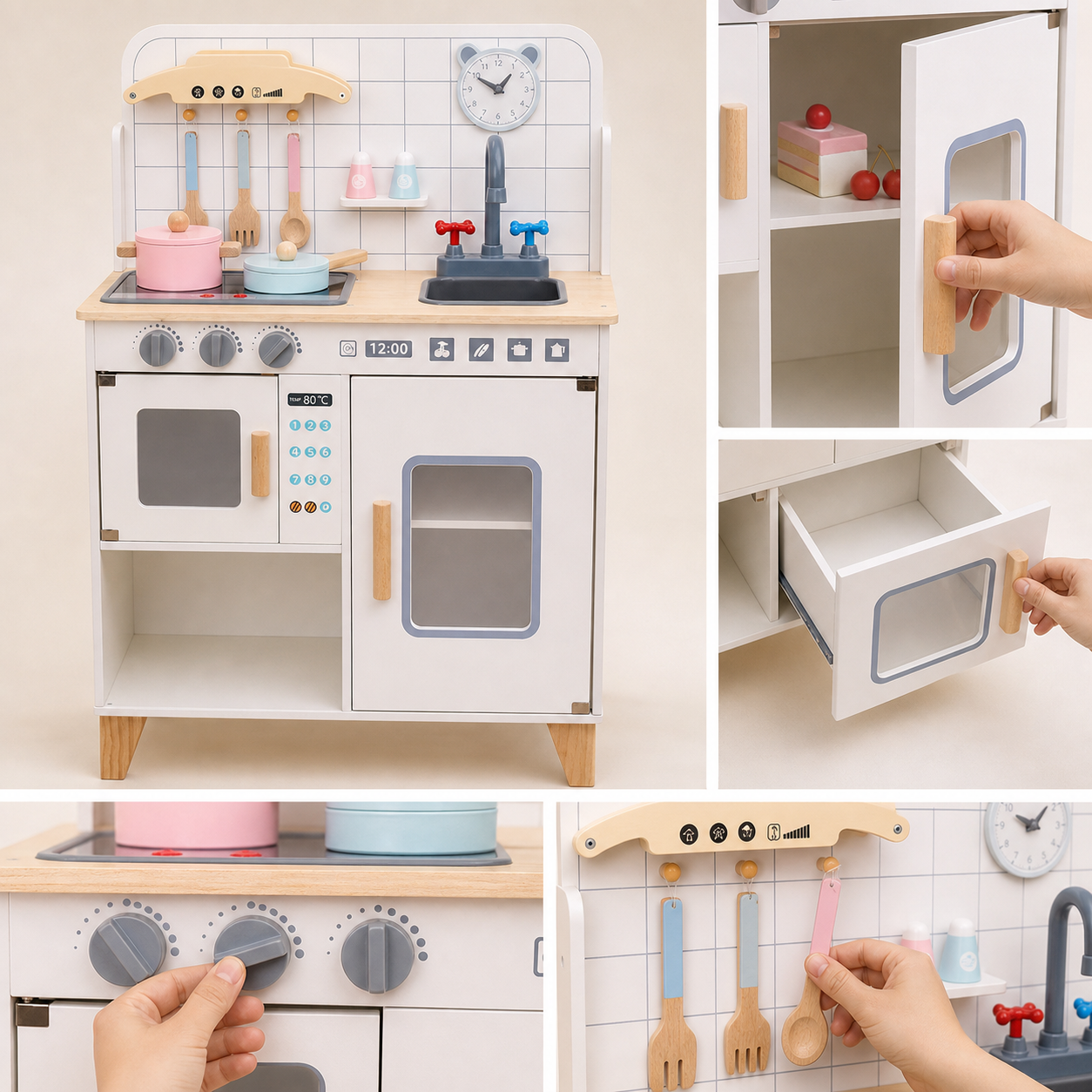 Holzküche mit Kühlschrank