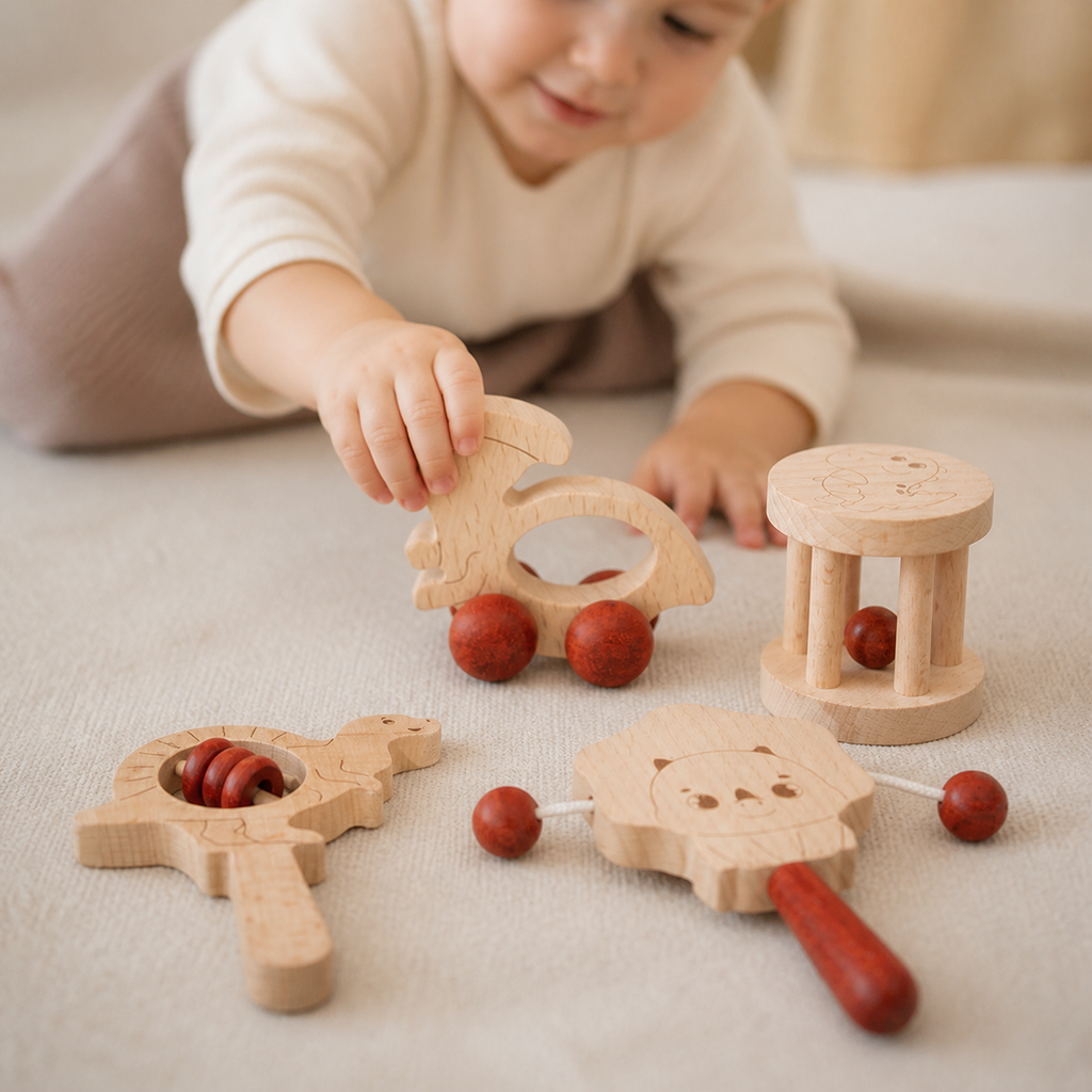 Hölzernes Rassenset für Kleinkinder