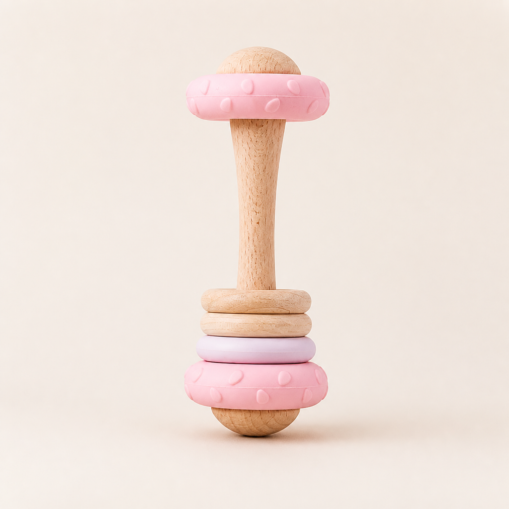 Wood & Silicone Baby Rattle Teether