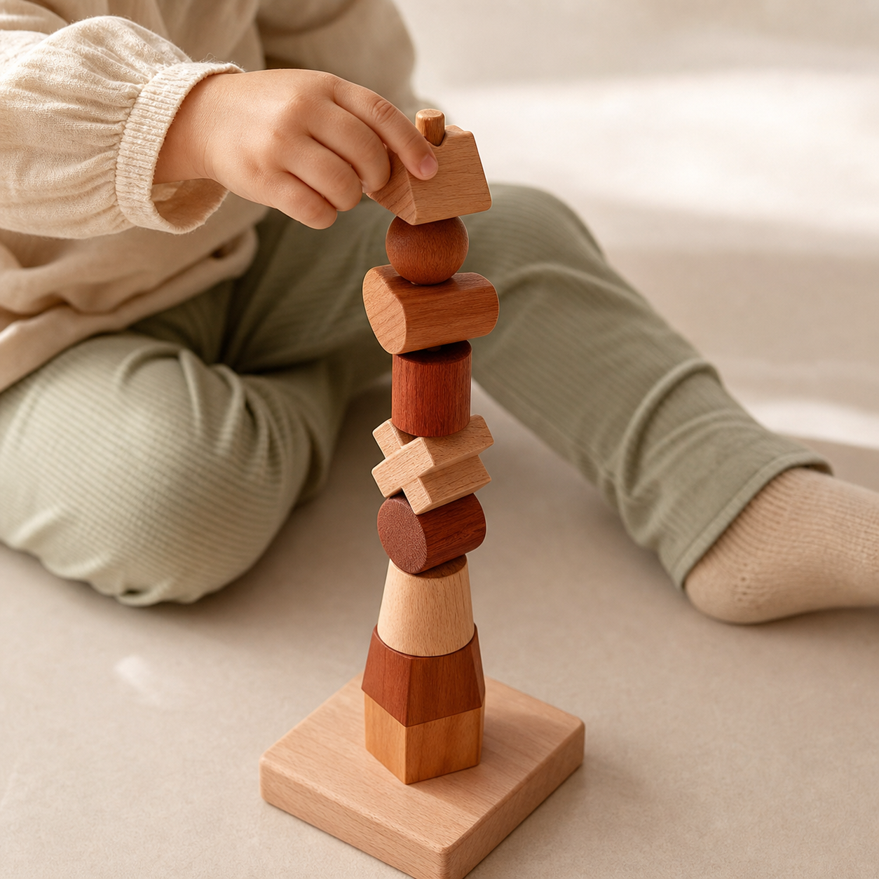 Holz-Montessori-Steckpyramide