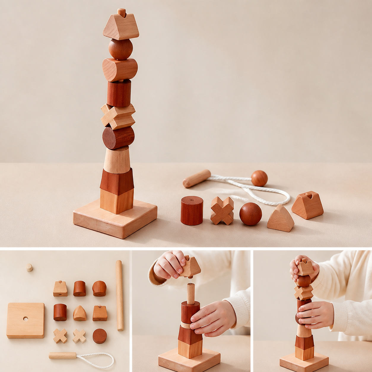 Holz-Montessori-Steckpyramide